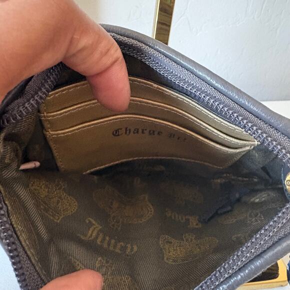 Juicy Couture Y2K Wristlet Wallet Velour Bag Charm Navy Blue - Picture 4 of 6